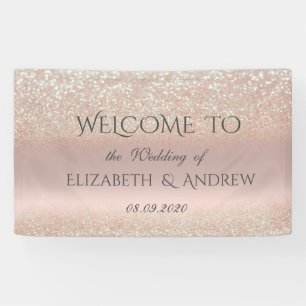 Bannière de mariage élégante rose gold pailletée b