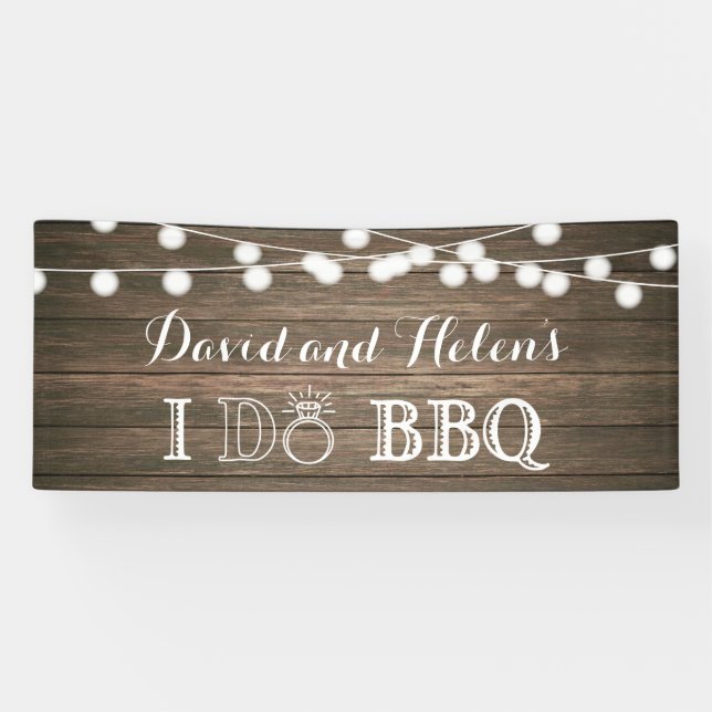 Bannière de mariage en bois rustique BBQ "JE FAIS  (Horizontal)