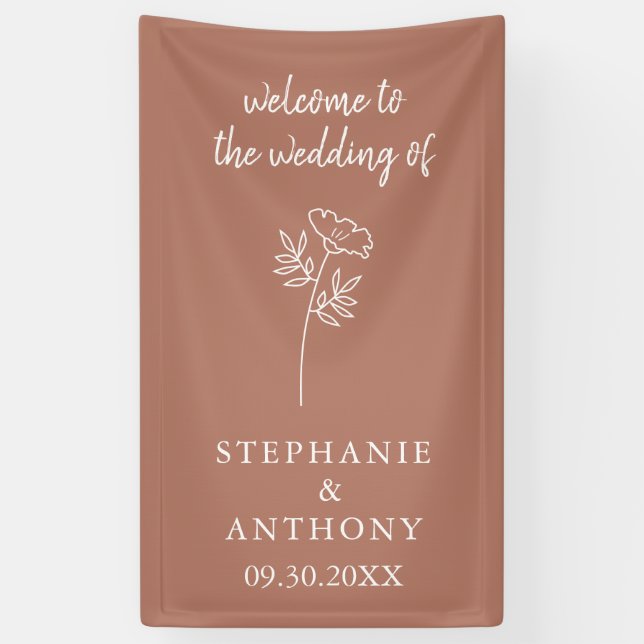 Bannière de Mariage Fleur sauvage en terre cuite (Vertical)