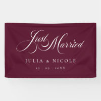 Bannière de mariage Ivory Burgundy Just Married