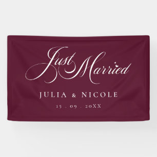 Bannière de mariage Ivory Burgundy Just Married