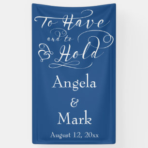 Bannière de Mariage personnalisé Royal Blue White