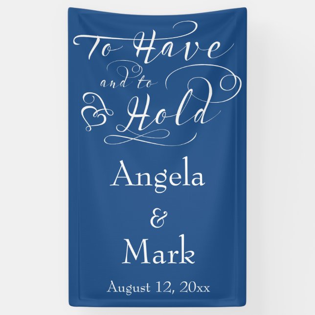 Bannière de Mariage personnalisé Royal Blue White (Vertical)