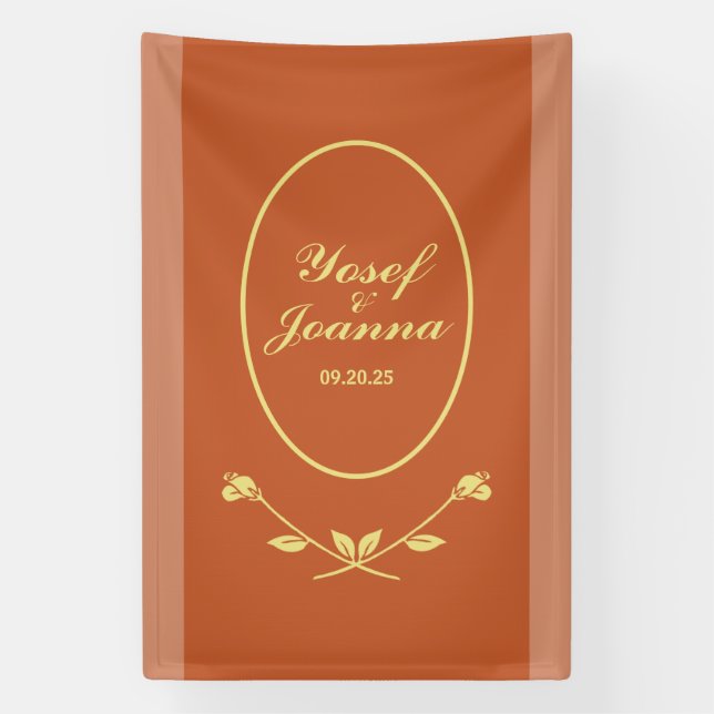 Bannière de Mariage Rose en terre cuite (Verticale)