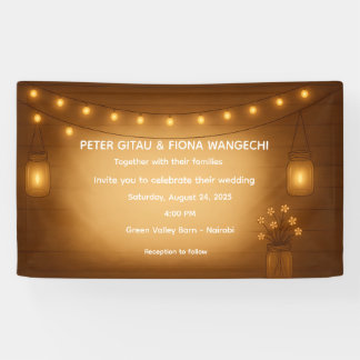 Bannière de Mariage rustique Mason Jar avec voyant