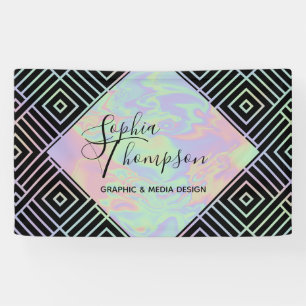 Bannière de Motif symétrique Holographique moderne