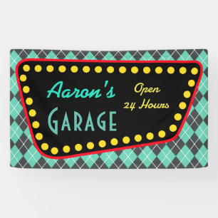 Bannière de panneau de garage vintage personnalisé