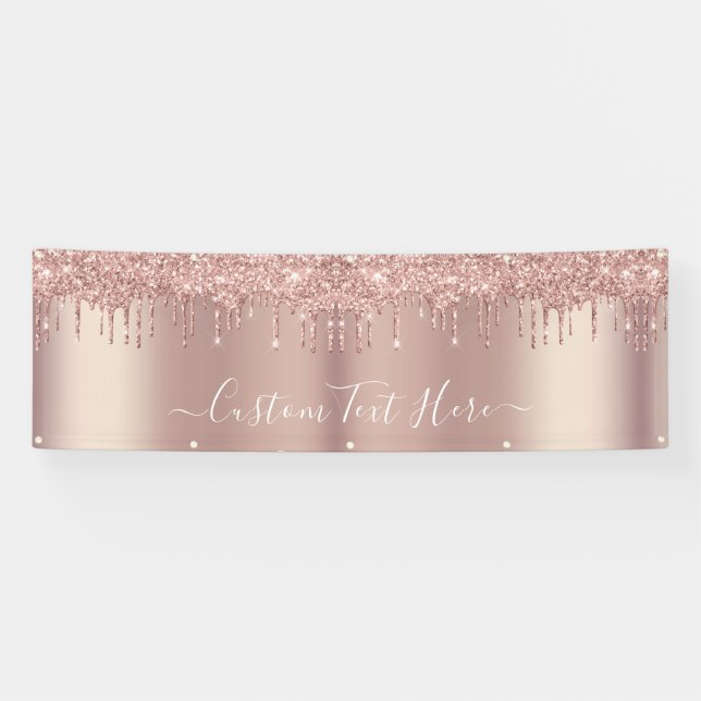 Bannière de Parties scintillant d'or Rose personna (Horizontal)