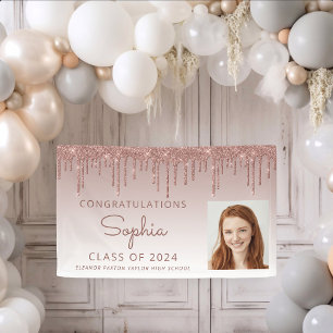 Bannière de photo Rose Gold Paillettes Dégoulinant
