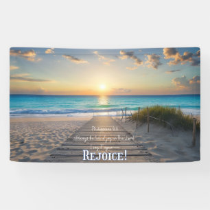 Bannière de plage avec Philippians 4:4 REJOICE!