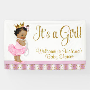 Bannière de princesse baby shower d'Afro-américain