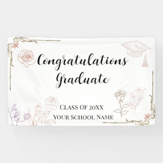 Bannière de remise des diplômes aux accents florau