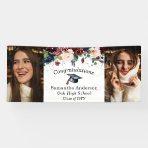 Bannière de remise des diplômes florale bordeaux a