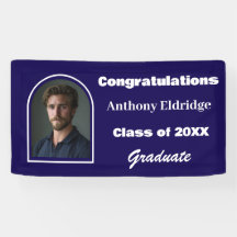 Bannière de remise des diplômes minimaliste bleu m