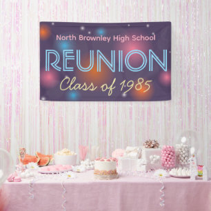 Bannière de retrouvailles de classe rétro disco