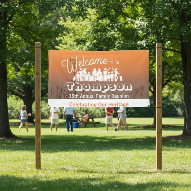 Bannière de réunion de la famille Sunset de la côt (Family Reunion Banner (Coastal Sunset ))