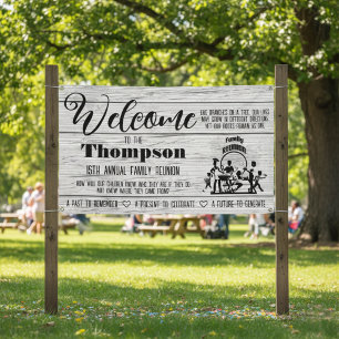 Bannière de réunion familiale - Bois blanchi rusti