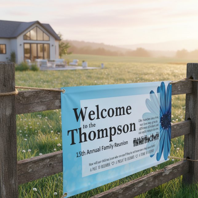 Bannière de réunion familiale (Fleur bleue) (The perfect welcome for your next reunion.)
