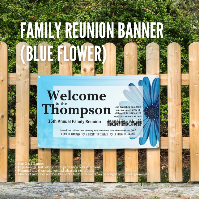 Bannière de réunion familiale (Fleur bleue) (Birthday Depot
Family Reunion Banner (Blue Flower))