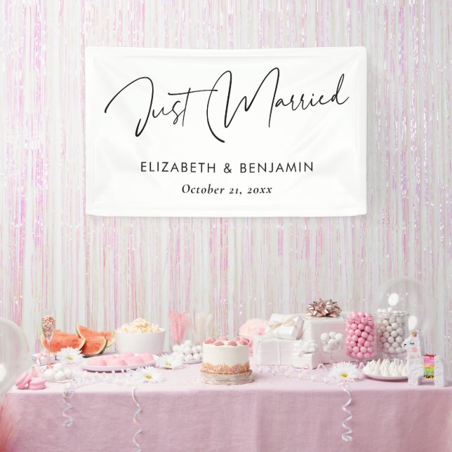 Bannière de script moderne "Just Married" - Person (Fête)