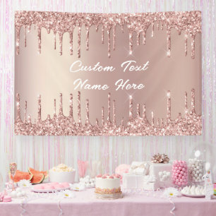 Bannière de texte avec nom Drips Blush Gold Rose É