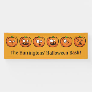 Bannière de texte personnalisé Halloween Citroui