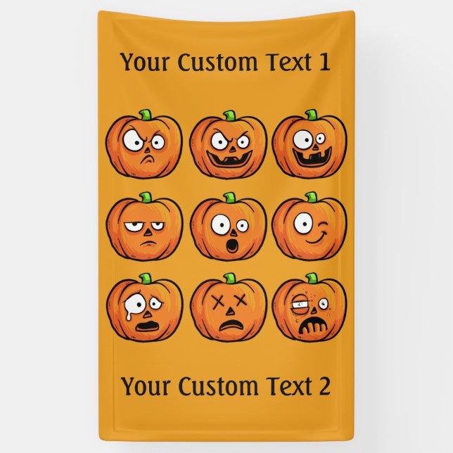 Bannière de texte personnalisé Halloween Citrouill (Vertical)