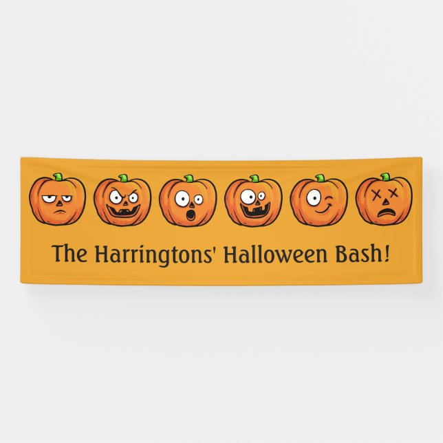 Bannière de texte personnalisé Halloween Citrouill (Horizontal)