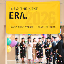 Bannière de typographie jaune de l'ère des diplômé