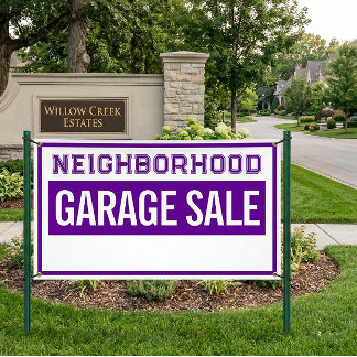 Bannière de vente de garage de quartier gras