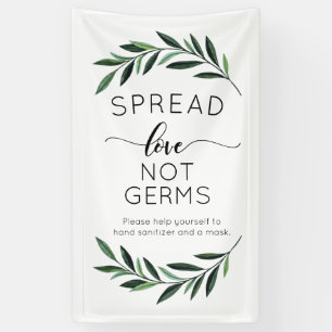 Bannière de verdure en aquarelle Love Not Germs