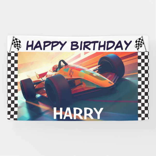 BANNIÈRE DE VOITURE CLASSIQUE D'ANNIVERSAIRE (Horizontal)