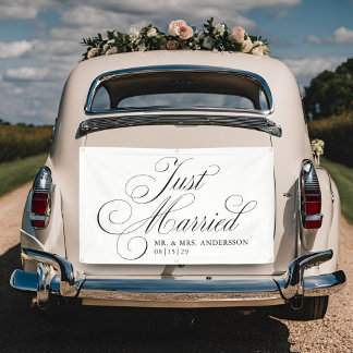 Bannière de voiture Fashion Script 4 Just Married