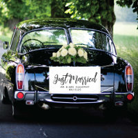 Bannière de voiture juste marié script amusant