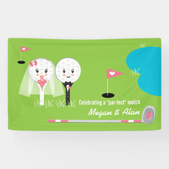 Bannière de Wedding shower de balle de golf mignon (Horizontal)