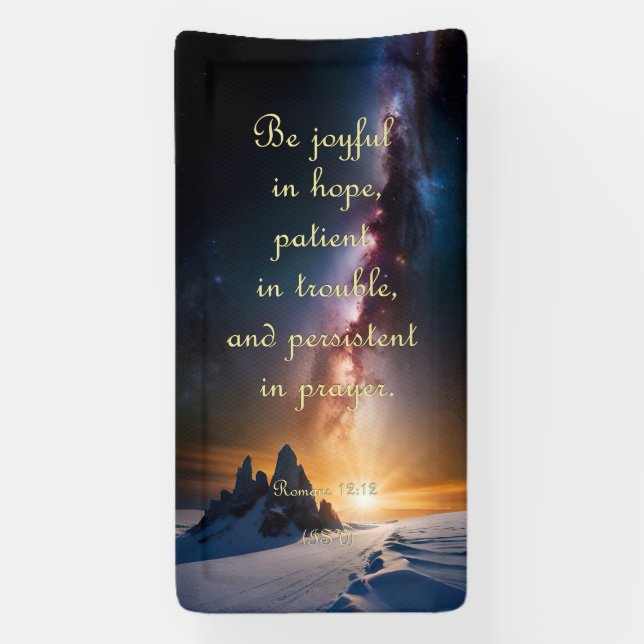 Bannière d'encouragement - Romains 12:12 (Verticale)