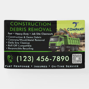 Bannière d'enlèvement de débris de construction -