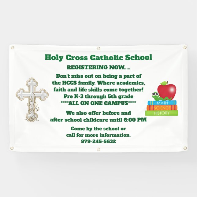 Bannière d'enregistrement d'école catholique (Horizontal)