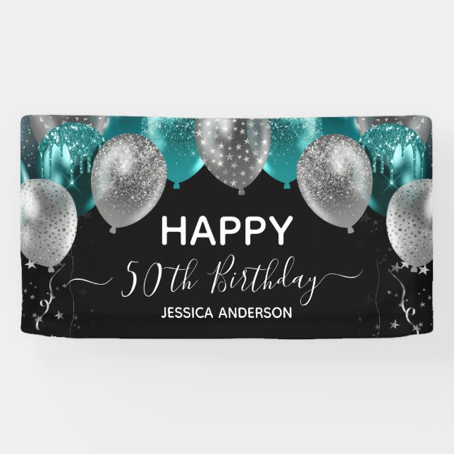 Bannière des Ballons d'argent Turquoise 50e annive (Horizontal)