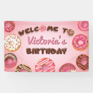 Bannière des signes de fête d'accueil des Donuts r