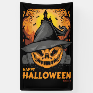 Bannière d'Halloween Citrouille éffrayant
