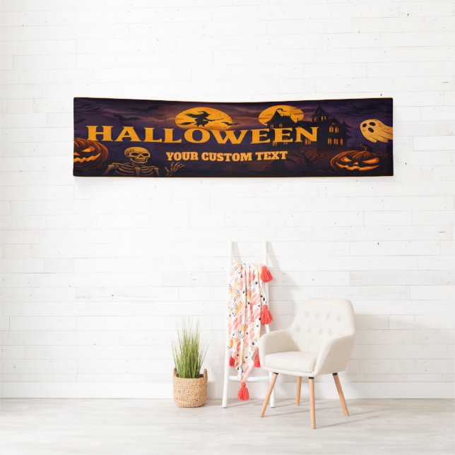 Bannière d'Halloween rétro - Crânes & Fantômes Hau (Insitu)