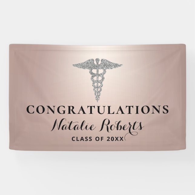 Bannière d'or pour fille Rose Médicale (Horizontal)