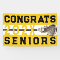 Bannière dorée jaune de nuit Lacrosse Senior