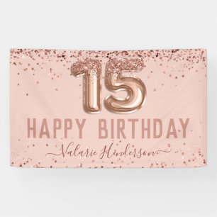 Bannière du 15e anniversaire du rose Gold Pink