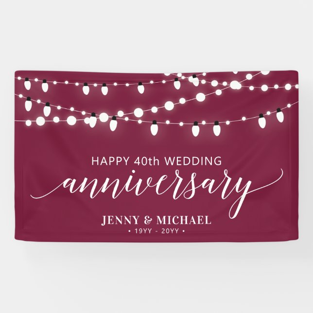 Bannière du 40e anniversaire du Mariage Red Modern (Horizontal)