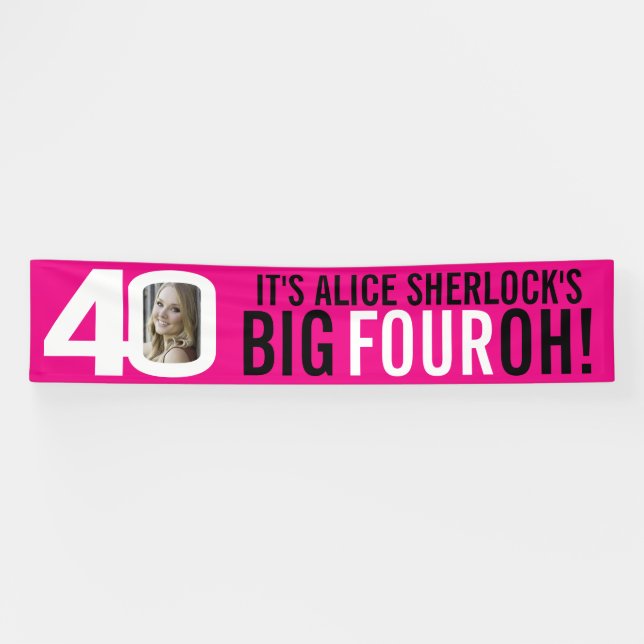 Bannière du 40e anniversaire rose et blanc (Horizontal)
