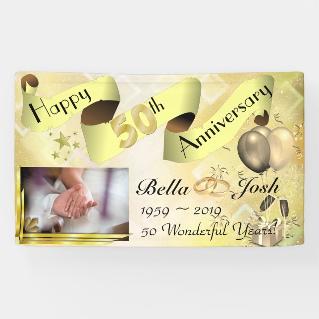 Bannière du 50e anniversaire du Mariage avec photo (Horizontal)