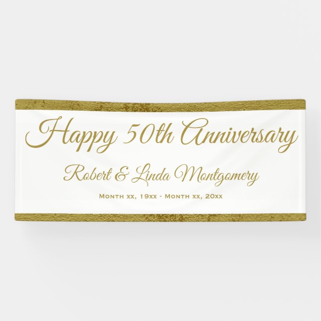 Bannière du 50e anniversaire, or et blanc (Horizontal)