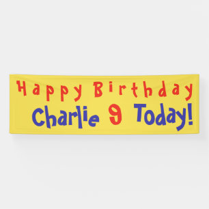 Bannière du 9e anniversaire avec nom et âge